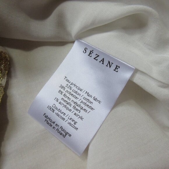 NWT Sezane Philomena in Ecru Gold Jacquard Bow A-line Mini Shift Dress 36 / US 4 - Picture 6 of 8